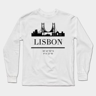 LISBON PORTUGAL BLACK SILHOUETTE SKYLINE ART Long Sleeve T-Shirt